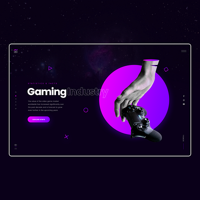 Gaming Facts and Statistics charts clean ui dark ui gaming hero slider statistics ui ux webdesign