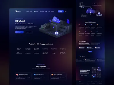 SkyFort - Corporate Cyber Security SaaS Website Web Design b2b saas business website cool website corporate website creative website cute website cyber security cyber security website full website professional website promo website saas saas landing page saas template saas website security dashboard security website web design website website graphics