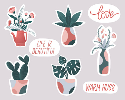 Sticker Design Botanical Illustration botanical botanical art botanical illustration cactus illustration design flower illustration illustration illustrations lettering lettering artist print sticker stickers design stickers for imessage typography