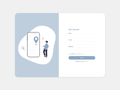 Sign Up form UI blue blue and white design desktop form illustrator location minimal sign up sign up form sign up page sign up ui signup simple simple design ui uiux vector vector illustration white