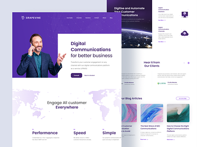 Grapevine - Digital Communications Landing Page chart landing landing page landingpage purple ui uidesign uiux ux web web design webdesign website website design