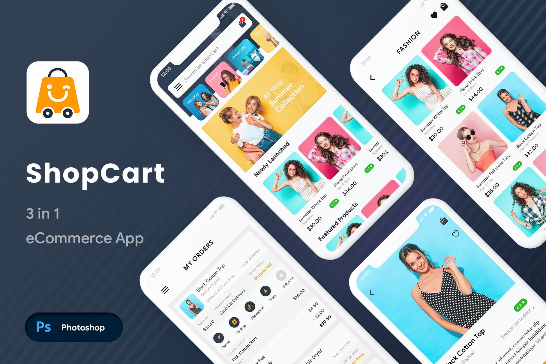 eCommerce App UI Kit | 3 Apps | Shopcart amazon clone app design app ui app ui ki app ui kit application clone app delivery app design ecommerce app ui kit flipkart app logo online buying app online ordering seller app shopcart ui ui design vendor app