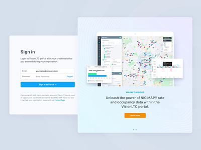 VisionLTC - Sign In app application design experience form interface light theme mode product register sign in sign up slider software ui ux web