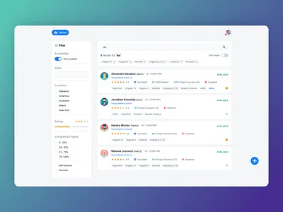 Skill Finder application dashboard ui ux