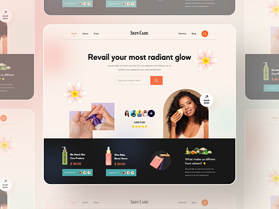 Skin Care Website beauty care branding clean colors design graphic design illustrat illustration minimal mobile ui skin care typography ui uidesign uiux ux vector web web design website design