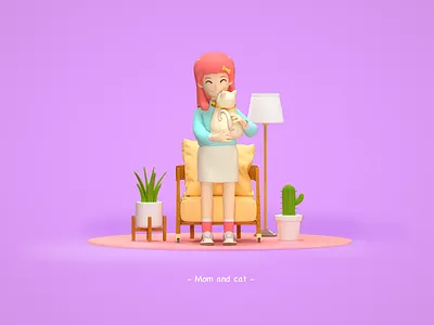 MOM CAT c4dfordesigners cartoon illustration