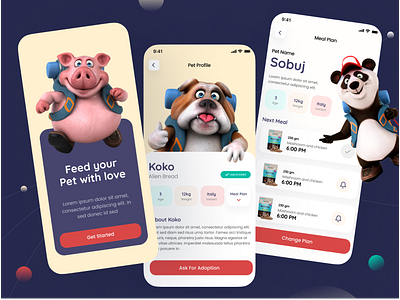 Pet Food App aflame saimon cat app crazy design dog figma latest design mobile mobile app pet pet adoption pet app pet care pet food pet ui popular saidur zaman saimon trend 2022 ui uiux ux