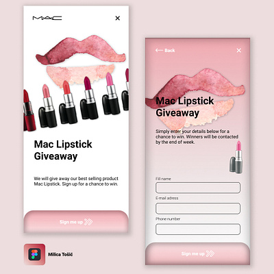 Daily UI 001 2021 design app design daily 100 challenge daily ui dailyui dailyuichallenge digital figma figmadesign giveaway makeup app marketing mobile app mobile ui modern signup ui design uidesign uiux uiuxdesigner