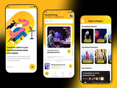 Podcast App audio clean fluttertop minimal minimalism mobile mobile app mobile design music music app podcast podcast app podcast mobile app podcasting podcasts streaming streaming app ui ui design uiux