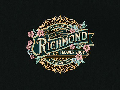 Kittl Richmond Flower Shop – Template branding design graphic design illustration logo ornate retro vector victorian vintage