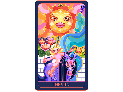 🌞 The Sun 🌞 colorful ecekalabak flat flat design flat design flat illustration illustration illustrator sun tarot tarot card tarot deck the sun unicorn