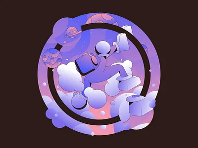 Purple Falls abstract character flat gradient illustration illustrator minimal simple vector