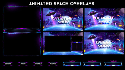 Animated Stream Retro Space Universe Overlays Panels Scenes design etsyseller stream overlay streamer twitch twitch logo twitch overlays twitchemote