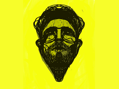 Mr Underbeard beard digitalart face freelance illustrator human illustration imagination lineart man portrait procreate symmetry underbeard yellow