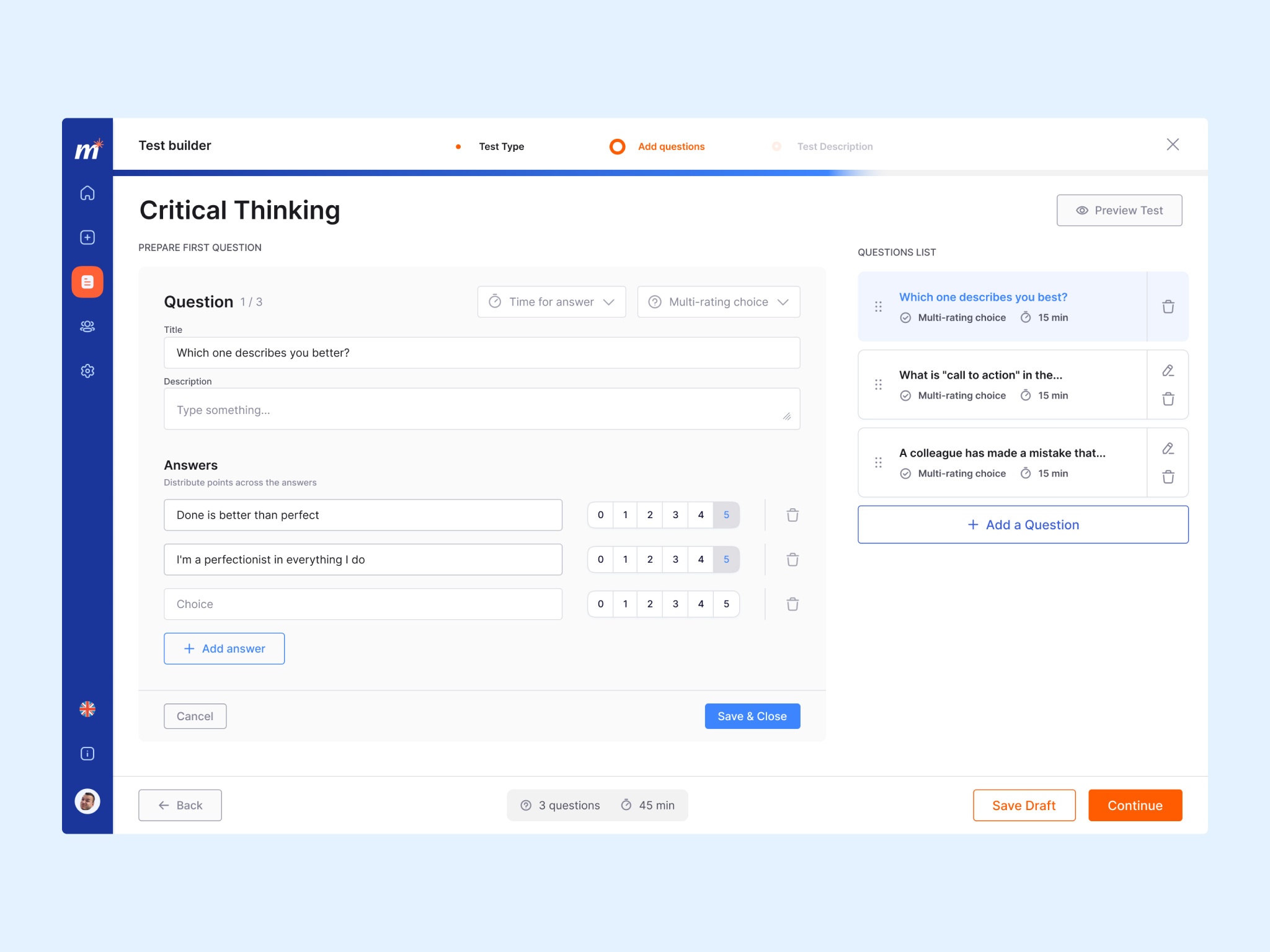 Maki — Test Builder ✅ blue colorful design orange product design recruitment ui ux uxui visual
