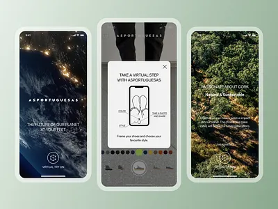 Asportuguesas ar app design eco friendly fashion mobile app natural try on ui ux