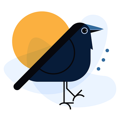 Crow bird birds crow flat illustration vector