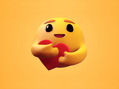 Caring Emoji (3d Blender) 3d 3d animation 3dmodeing baby shower blender blender3d blendercycles colorful design emojiexperts feel good feelings gradient design heart logo lovely smooth animation trendy design ui ux yellow images