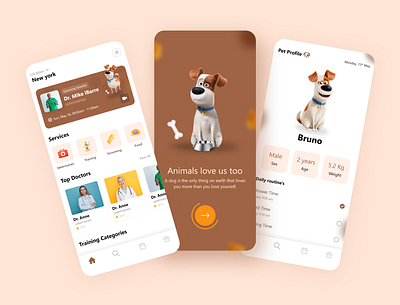 Paws - Dog Healthcare App branding design dog app dog illustration ecommerce app icon minimal paw app paw app typography ui uiux