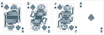 Robot Playing Cards bicycle cards deck design illustration playing poker robots vector