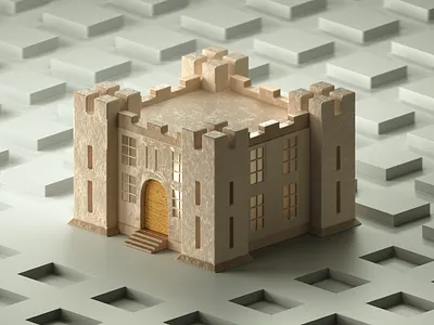 Isometric Castle Building 3d 3d art 3d artist 3d illustration 3d illustrator 3d modeling 3ddesign 3dui castle cinema 4d design designer illustration isometric building isometric castle low poly low poly 3d low poly castle ui uiux