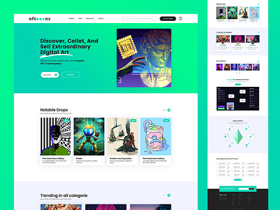 NFTooons Website UI Design dashboard dashboard design landing page nft nft website ui ux design web website website design