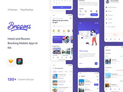 Brooms UI Kit - Full Preview (Light Mode) air bnb apartement book booking apps date picker home dashboard home finder homestay hotels illustration light mode location map minimal mobile mobile app my orders onboarding ui ui kit ux