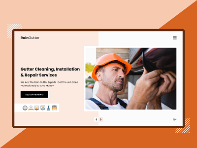 Rain gutter Service | Roofing adobexd branding design frontend gutter icon illustration minimalist minimalist design rain gutter typography ui uidesign ux webdesign webdevelopment website concept webui whitespace xd