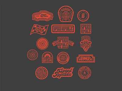 Speed Republic - secondary badges auto brand badge badge design badge kit badge logo brand design brand design kit brand identity branding car brand design identity design illustration illustrative logo illustrator logo logo design patch patch logo typography