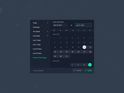 Date Range Picker Dark Mode app calendar date datepicker design picker range ui ux