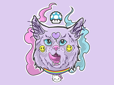 Yummy abstract animal art artwork flat illustration kitty sketch smile tattoo