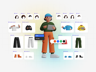 Sneak peek! 3D Superhuman 3d 3dcharacter animation application builder character constructor craftwork design generator graphic design illustration landing logo product sneakpeak ui web website wip