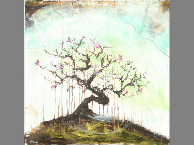 Reaching abstract cogwurx flowers illustration impressions landscape oil painting square tree vines