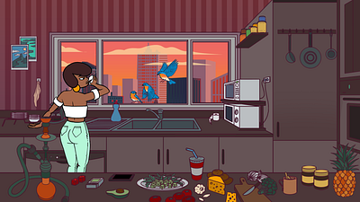 Girl on kitchen Illustration adobe photoshop design digital art illustration illustration art photoshop