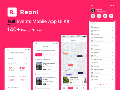 Events Mobile App UI Kit app landing page download download mockup event event app event landing page event listing event management events events app events website figma full project next mockup perfect design perfect ux product design resource file ux