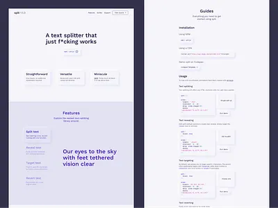 splt.js clean documentation javascript library minimal neumorphic npm onepage ui web web design webdesign