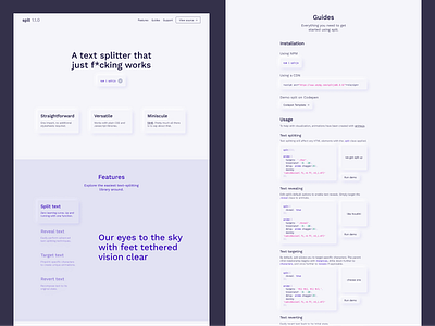 splt.js clean documentation javascript library minimal neumorphic npm onepage ui web web design webdesign