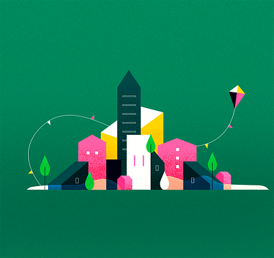 It's almost summer☀️ city colors concept flat geometry green illustration pink shapes summer texture vector