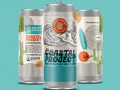 Coastal Project badge beer branding craft beer design illustration packaging typography