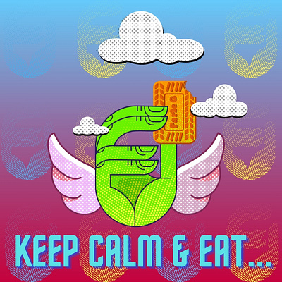 Keep Calm And Eat Parle G artwork bird biscuit breakfast characterdesign clouds cookies creative digital art digitalartist dream graphic art hand parle pattern popart popular illustration poster snack trending design