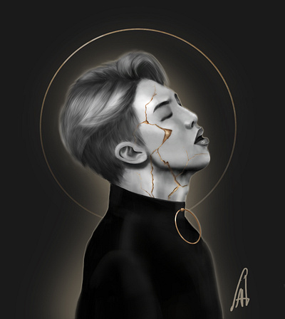 namjoony gold bts illustraion illustrator namjoon