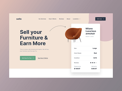 Sello-Furniture Selling concept design app classy dashboard design earning flat furniture website minimal sellers simple ui ux web