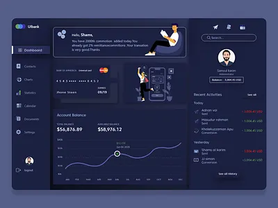 Banking Dashboard | Web Design banking clean dark ui dark web app dashboard ui illustration minimal online banking saas saas design ui ui design ux web design webapp webapp design