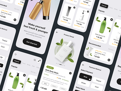 Cosmetics and Beauty Mobile App app beauty clean cosmetics e commerce ecommerce ios minimal minimalism mobile pretty product simple ui ux white