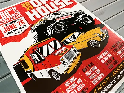 JC Auto Parts Flyer ad automobile automotive car design drawing event flyer food truck graphic illustration monster truck old school open house poster print retro show vintage
