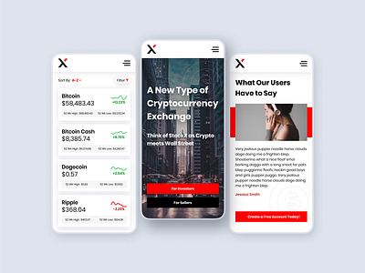 XChange Cryptocurrency Exchange - Light banking crypto crypto wallet design funds modern money money app money transfer ui ux