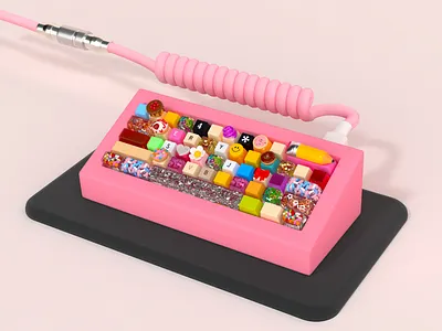 Keyboard 3d illustration 3d rendering c4d cinema 4d computer environment food gamer gaming glitter illustration key cap keyboard office pink productivity sparkles supplies toy work from home
