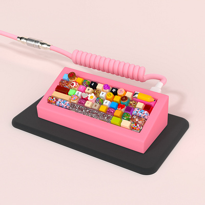 Keyboard 3d illustration 3d rendering c4d cinema 4d computer environment food gamer gaming glitter illustration key cap keyboard office pink productivity sparkles supplies toy work from home