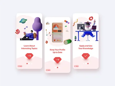 Creative Onboarding App Screens 3d 3d icon 3d ilustration mobile mobile ui modern onboard onboarding onboarding screen onboarding ui ui ux