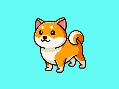 Shiba Inu adorable breed cartoon character chibi chubby cute dog doggy fat happy illustration japanese kawaii mascot pet puppy shiba inu short smile